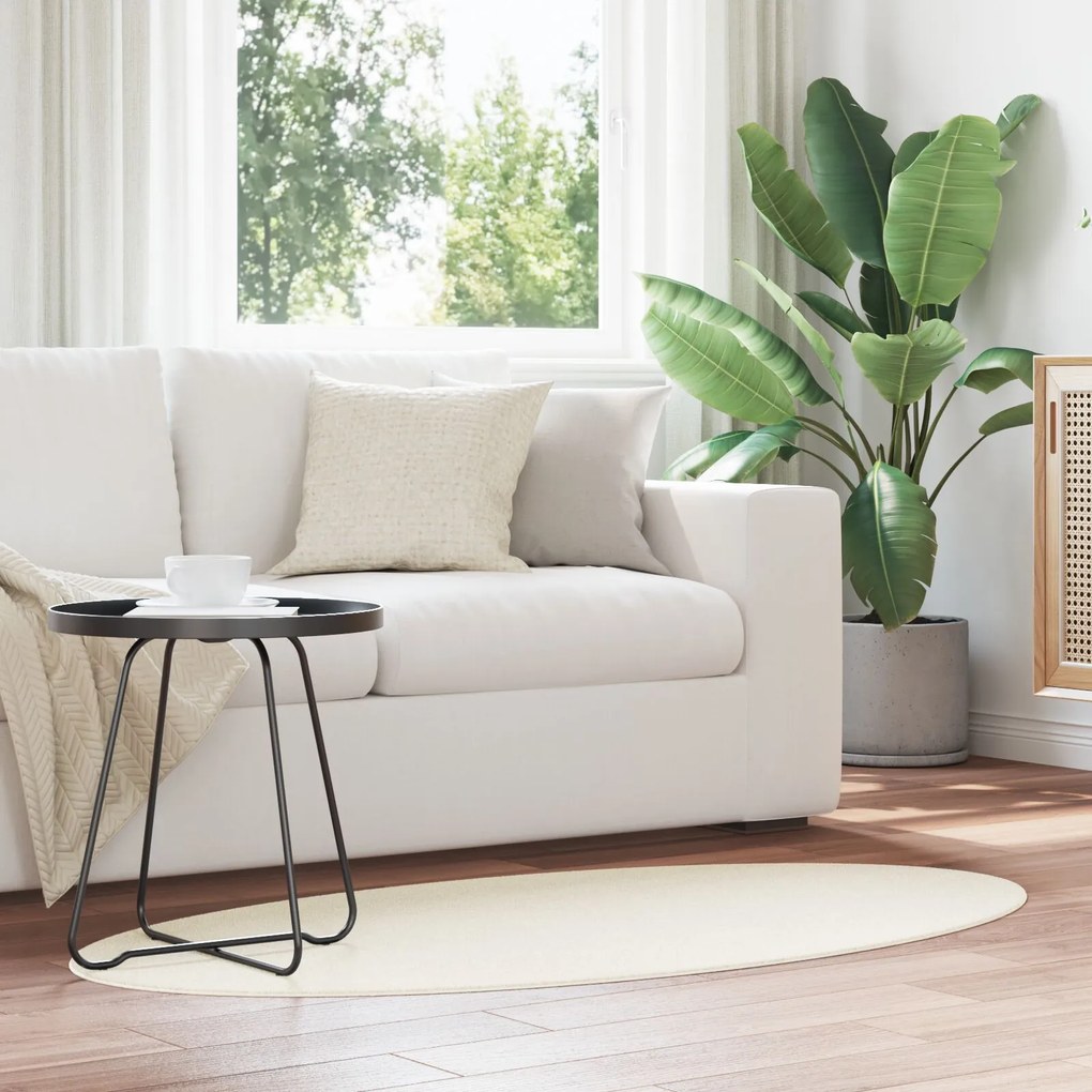 vidaXL Χαλιά Κρεμ Πολυεστέρας 80 x 150 εκ. Ωοειδές χαλί Ωοειδές