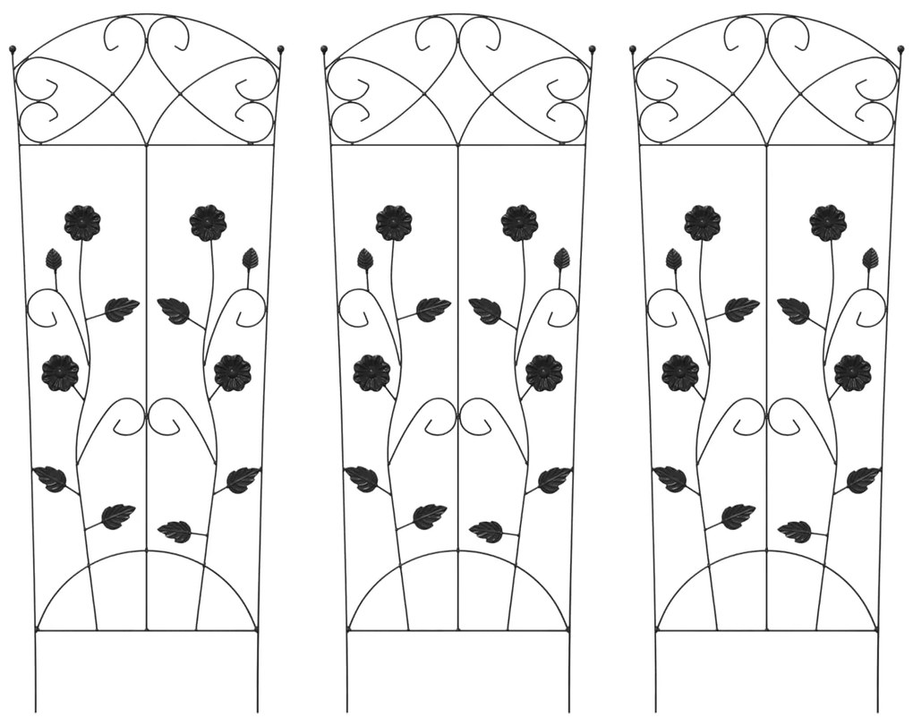 vidaXL Φράχτης Κήπου 3 pcs Μαύρο 112 x 40 εκ Ατσάλι