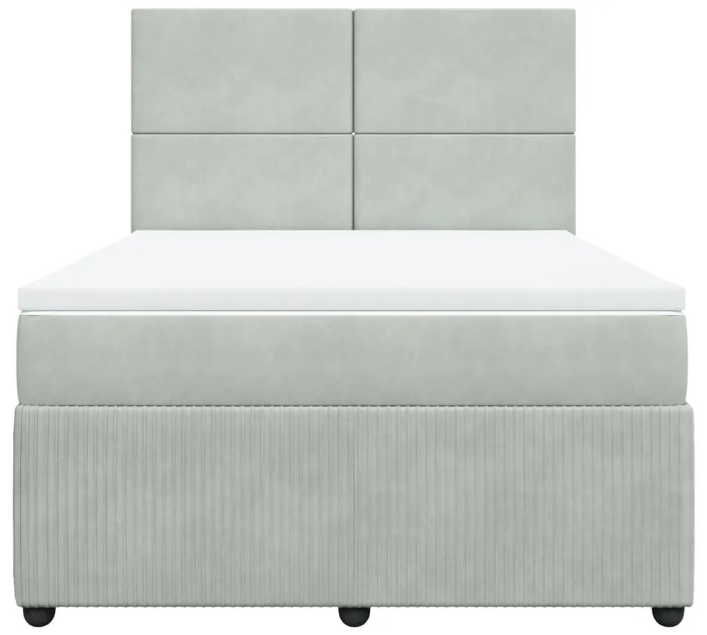 vidaXL Κρεβάτι Boxspring με Στρώμα Ανοιχτό Γκρι 140x200 εκ. Βελούδινο