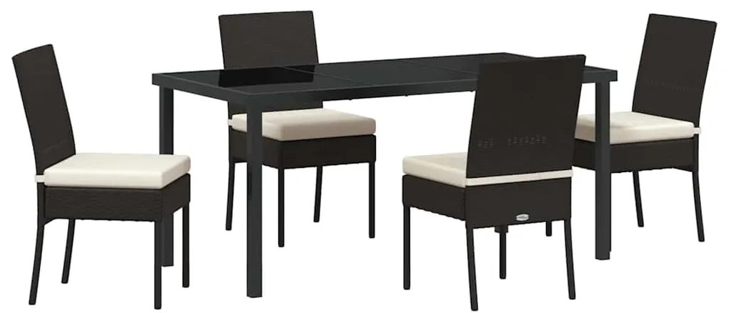 vidaXL Σέτ φαγητού για κήπο 5 pcs Μαύρο Πολυ ράταν