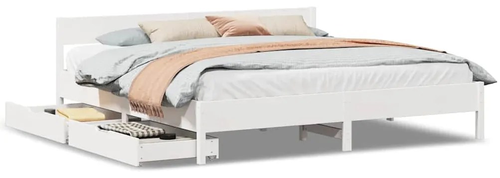 vidaXL Σκελετός Κρεβ. Χωρίς Στρώμα Λευκό 180x200 εκ Μασίφ Πεύκο