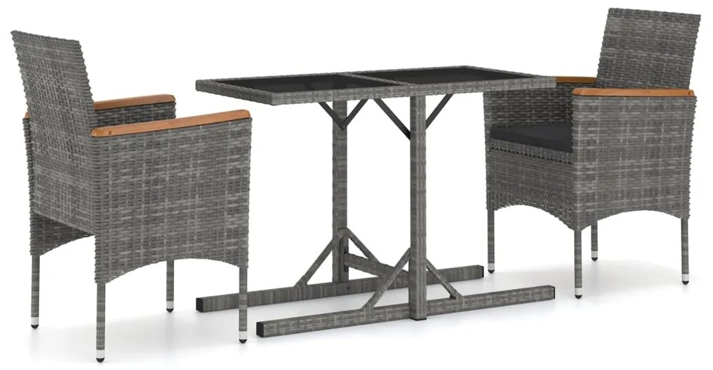 vidaXL Σετ Τραπεζαρίας Κήπου 3 Τεμαχίων Γκρι