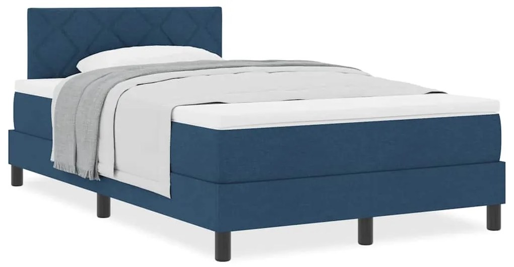 vidaXL Κρεβάτι box spring με στρώμα με στρώμα Μπλε 120 x 200 cm ύφασμα