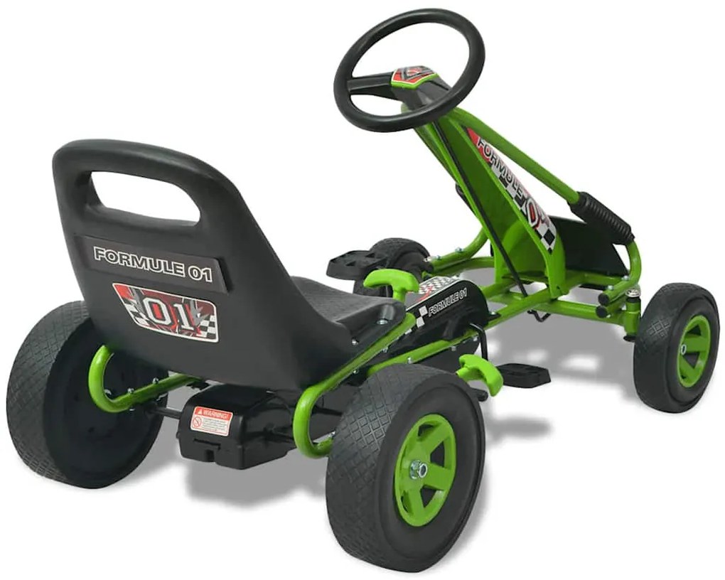 vidaXL Go Kart με Πετάλια με Ρυθμιζόμενο Κάθισμα Πράσινο