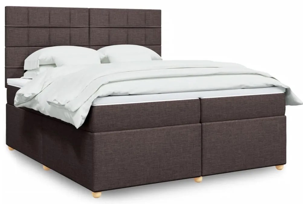 vidaXL Κρεβάτι Boxspring με Στρώμα Σκούρο Καφέ 200x200 εκ. Υφασμάτινο
