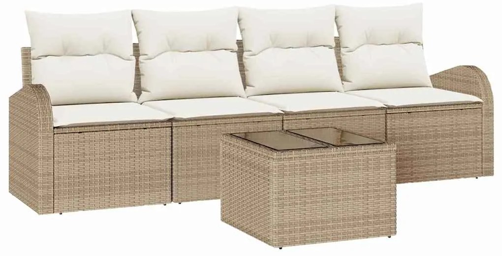 vidaXL Σετ Καναπέ Κήπου 5 pcs Μπεζ 55 x 55 x 37 εκ Πολυ ράταν