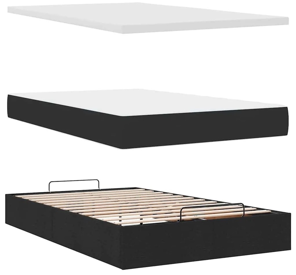 Οθωμανικό κρεβάτι με στρώμα & LEDs Μαύρο 120x190 cm Ύφασμα 3313908