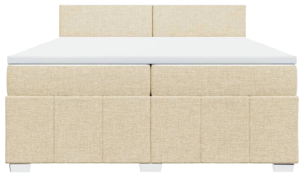 vidaXL Κρεβάτι Boxspring με Στρώμα Κρεμ 200x200 εκ. Υφασμάτινο