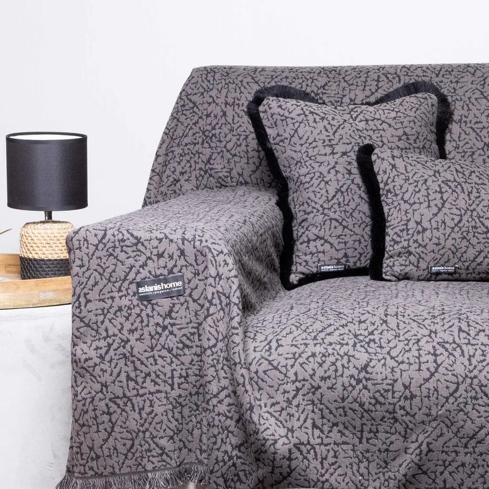 Ριχτάρι Athos Choco-Black Aslanis Home Τριθέσιο 180x300cm Βαμβάκι-Πολυέστερ