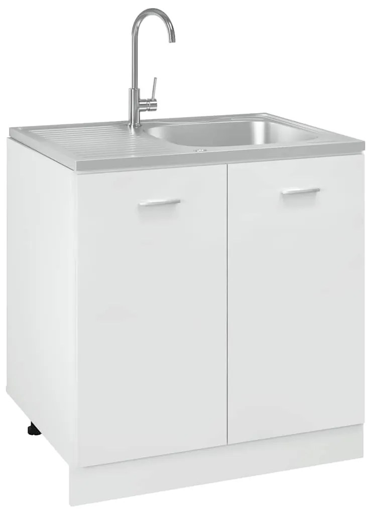 vidaXL Νεροχύτης + Ποδιά Σετ Ασημί 800x600x155 χιλ. Ανοξείδωτο Ατσάλι