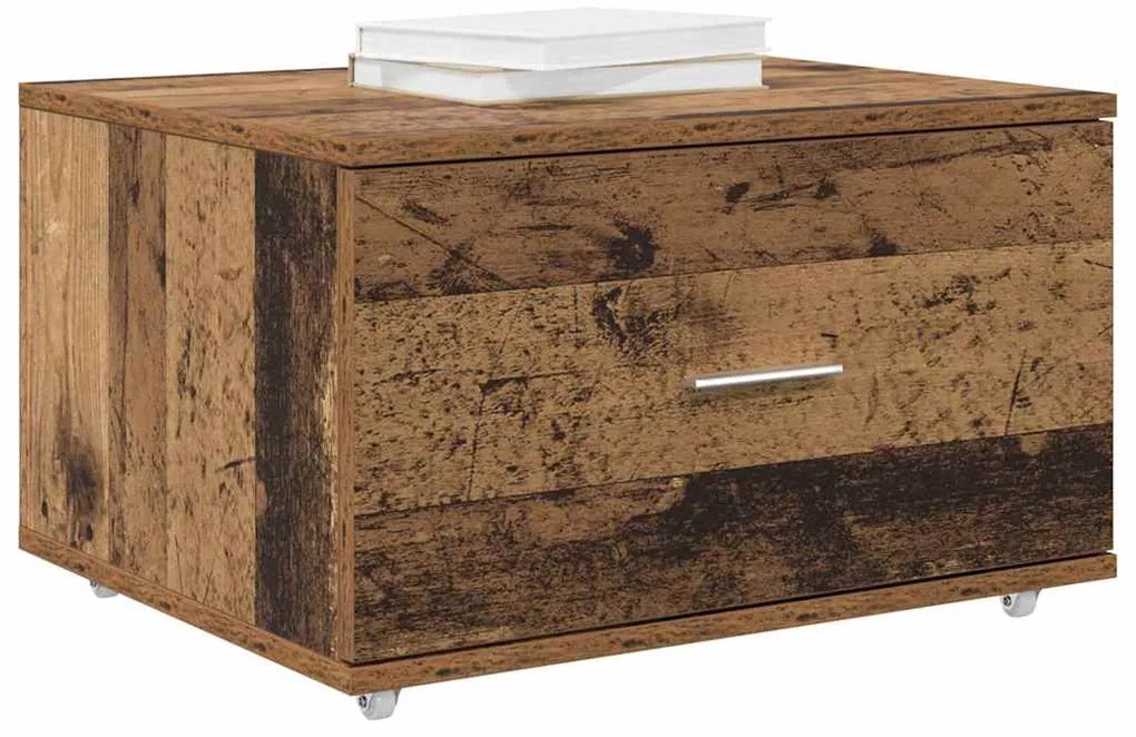 vidaXL Ντουλάπι με Συρτάρια με τροχούς Παλιό ξύλο 55 x 45 x 31 εκ