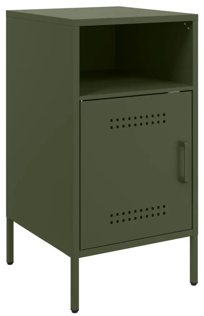 vidaXL Κομοδίνα 2 τεμ. Πράσινο Λαδί 36x39x68 εκ. από Χάλυβα