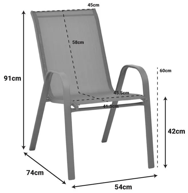 Καρέκλα - Πολυθρόνα Calan μέταλλο λευκό - textilene καφέ 55x75x90 εκ. 54x74x91 εκ.