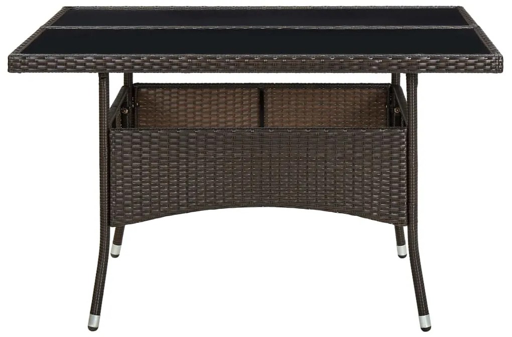 vidaXL Τραπεζαρία Εξωτερικού Χώρου Καφέ από Συνθετικό Ρατάν / Γυαλί