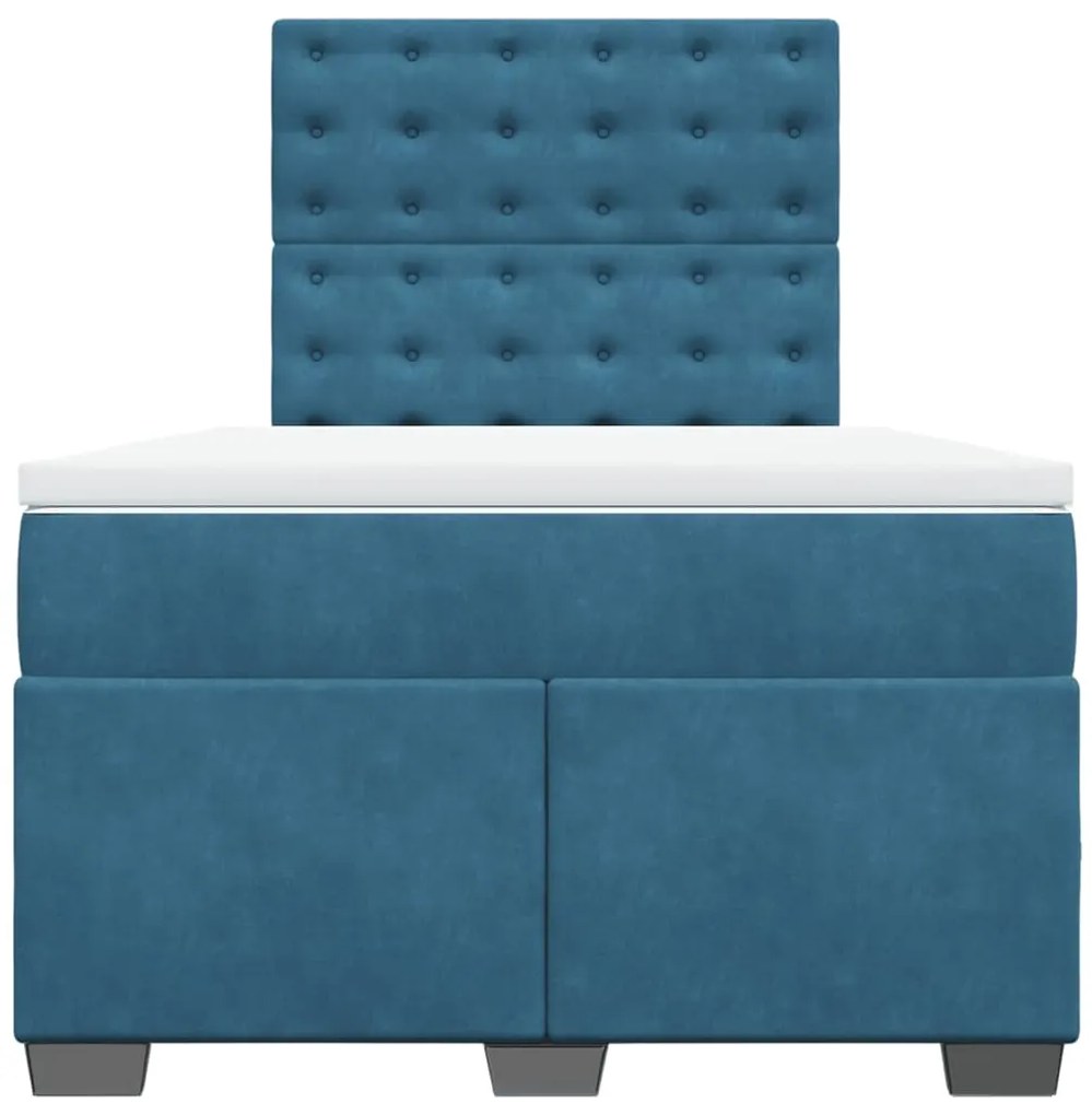 vidaXL Κρεβάτι Boxspring με Στρώμα Μπλε 120x190 εκ. Βελούδινο