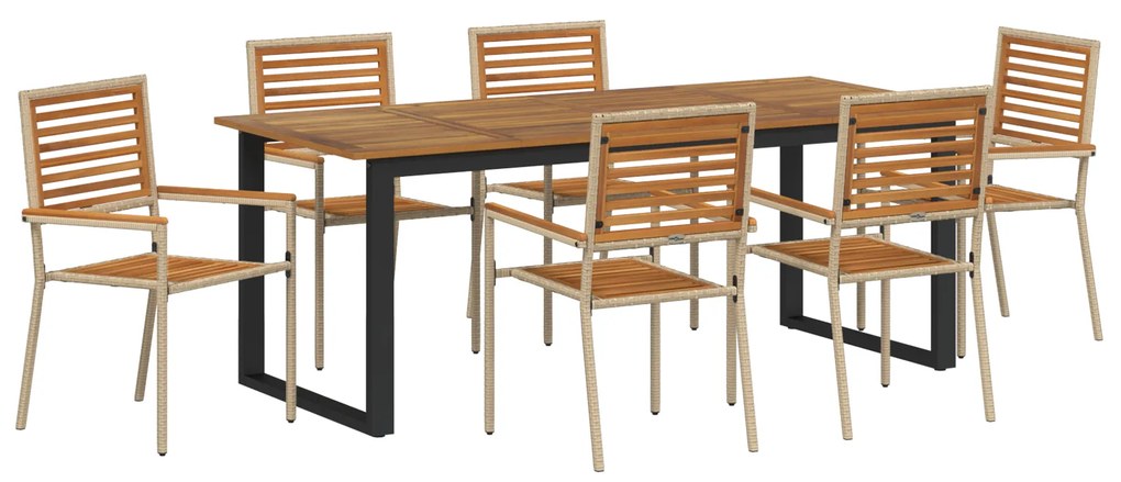 vidaXL Σετ Τραπεζαρίας Κήπου 7 pcs Μπεζ 200 x 90 x 75 cm
