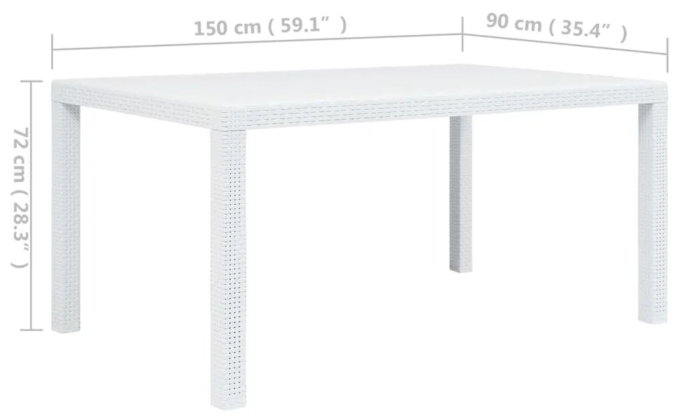 ΤΡΑΠΕΖΙ ΚΗΠΟΥ ΛΕΥΚΟ ΜΕ ΕΜΦΑΝΙΣΗ ΡΑΤΑΝ 150X90X72 ΕΚ. ΠΛΑΣΤΙΚΟ 45604