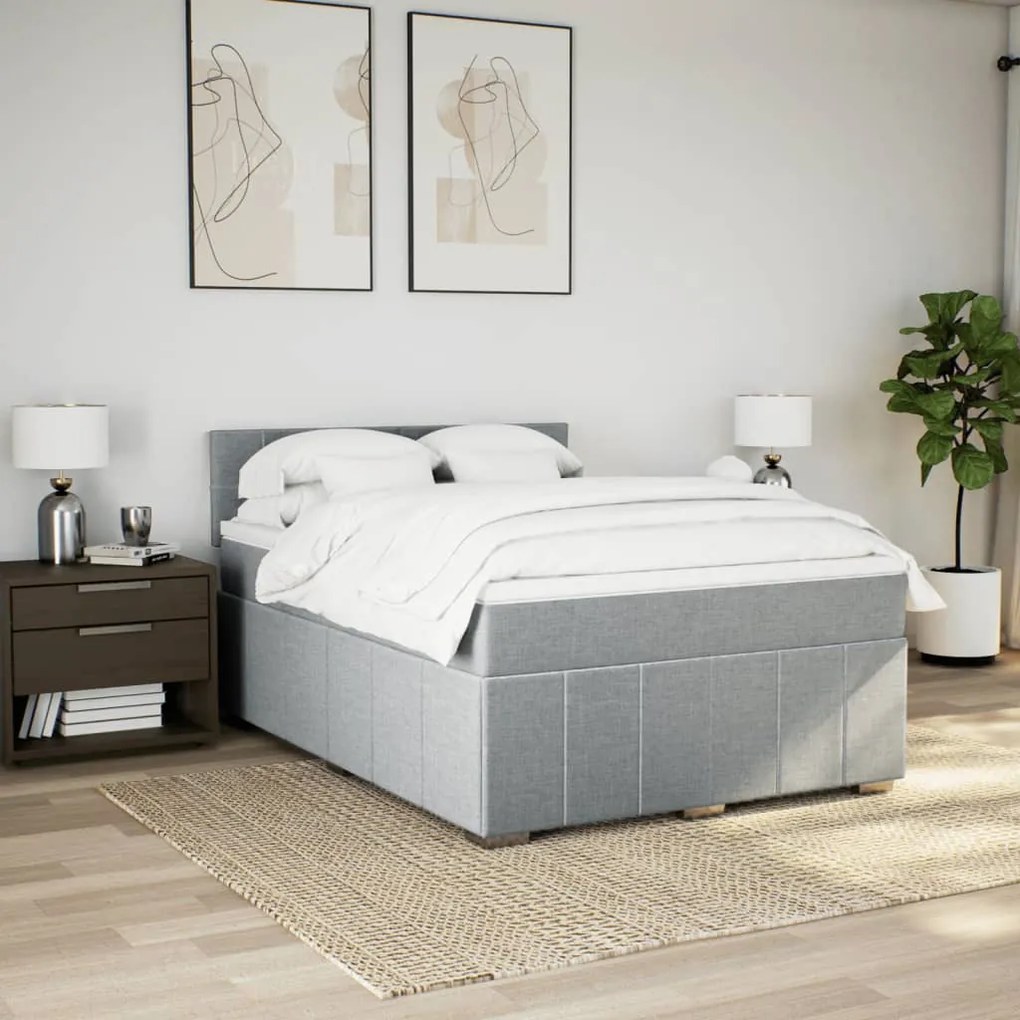 vidaXL Κρεβάτι Boxspring με Στρώμα Αν. Πράσινο 160x200εκ Υφασμάτινο