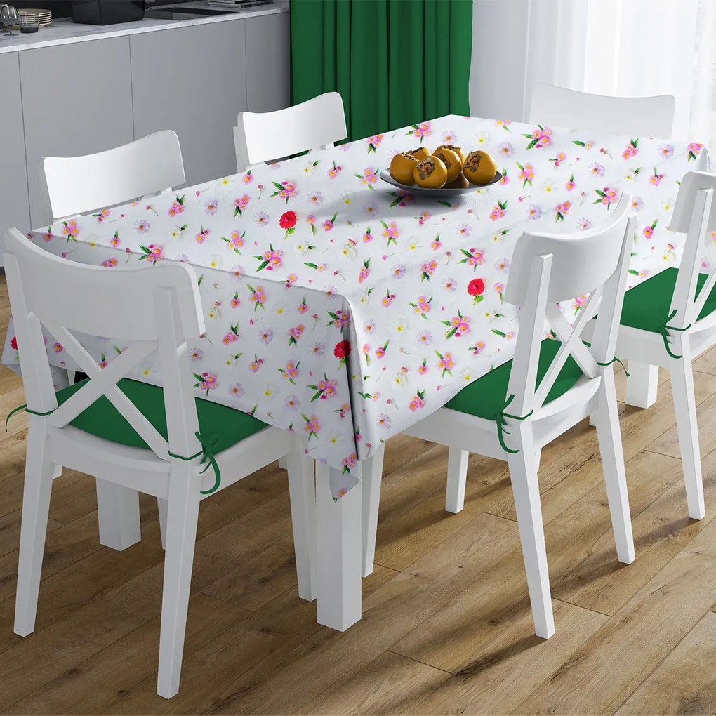 Αλέκιαστο Τραπεζομάντηλο (140x180) Dimcol Daisies 463 White-Pink
