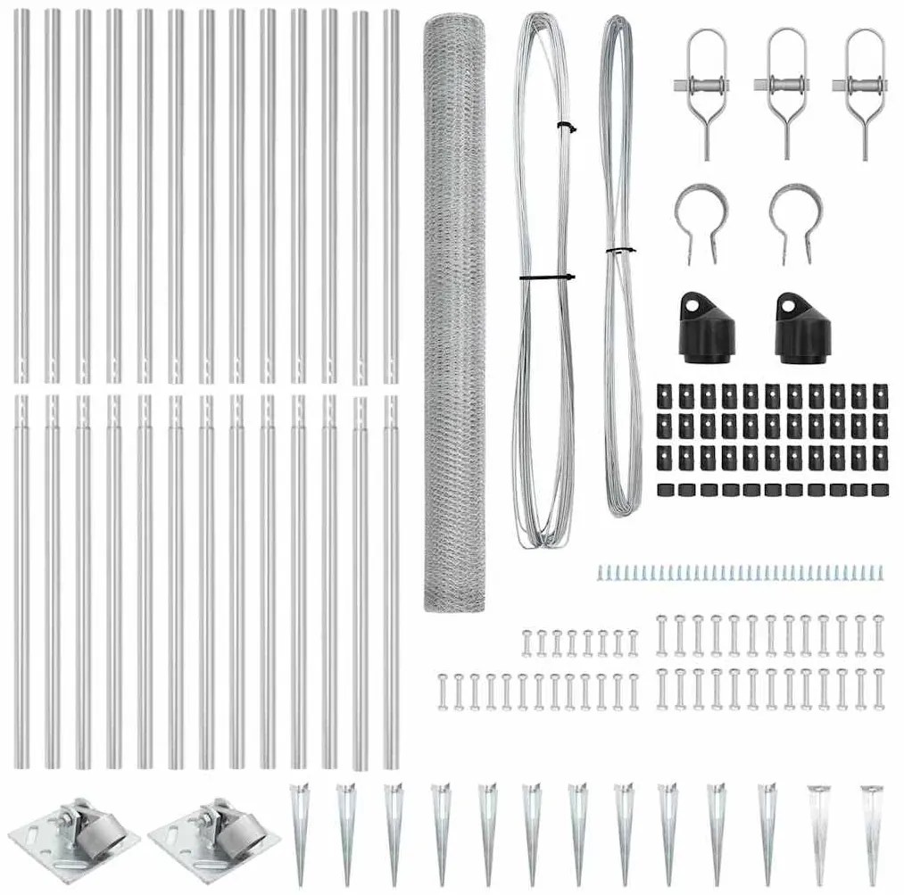 vidaXL Στύλος Περιφράξεων Ασημί 25 x 1,5 μ (πλέγμα 13 χιλ.) Ατσάλι