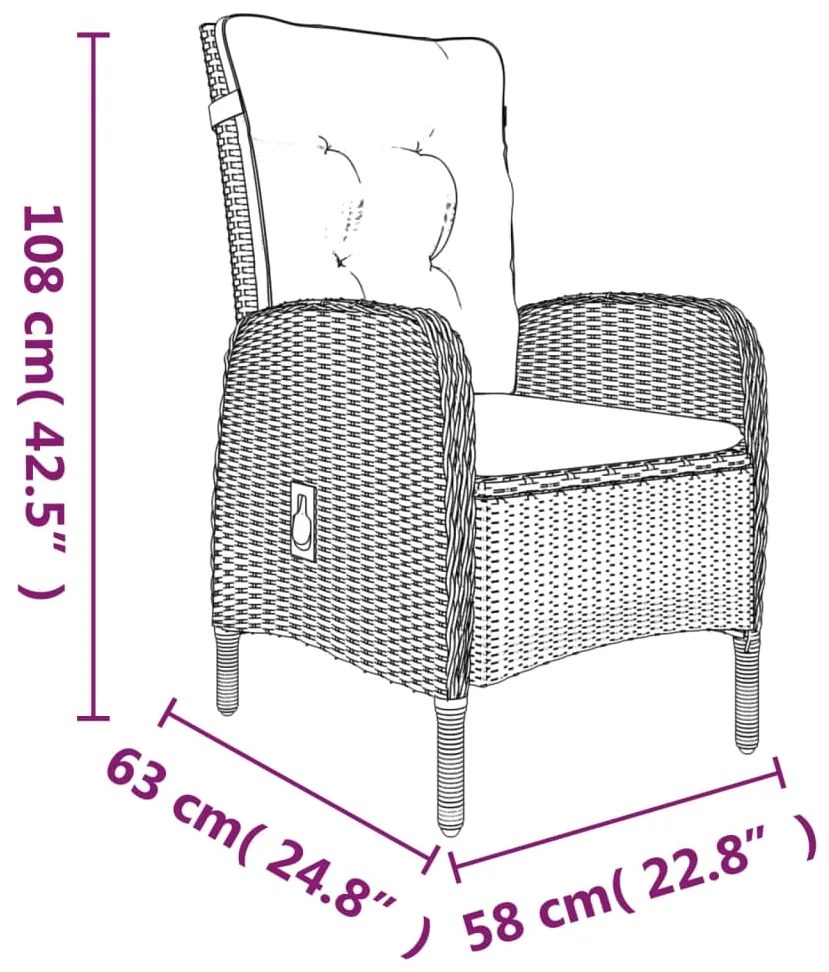 vidaXL Σετ Τραπεζαρίας Κήπου 7 Τεμαχίων Μαύρο με Μαξιλάρια