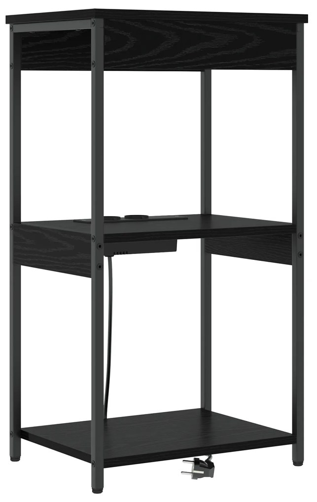 vidaXL Κομοδίνο με ράφι Μαύρη Οξυά 41 x 31 x 76 εκ. Επεξεργασμένο ξύλο