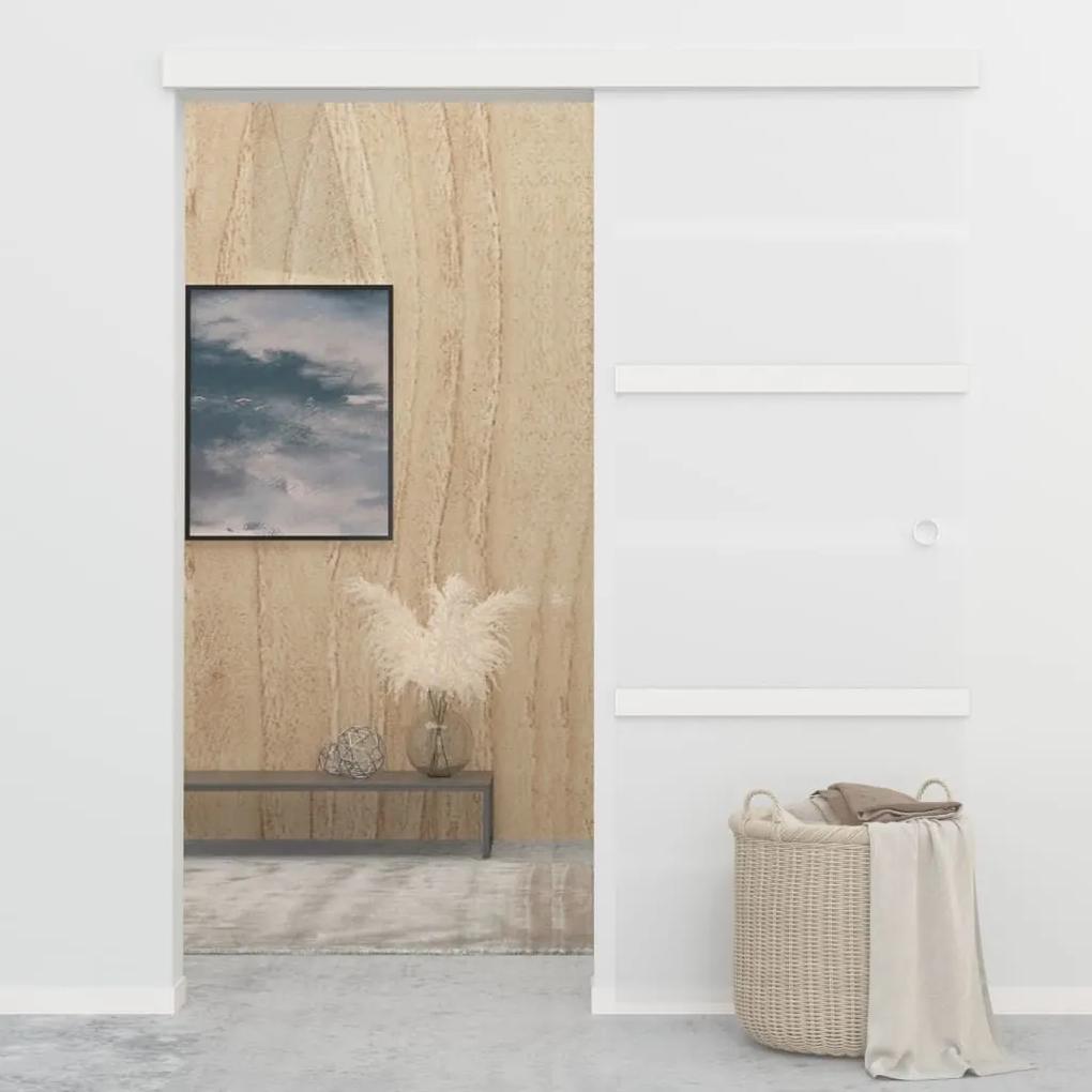 Συρόμενη Πόρτα Ασημί 76 x 205 εκ. από Γυαλί ESG / Αλουμίνιο - Ασήμι