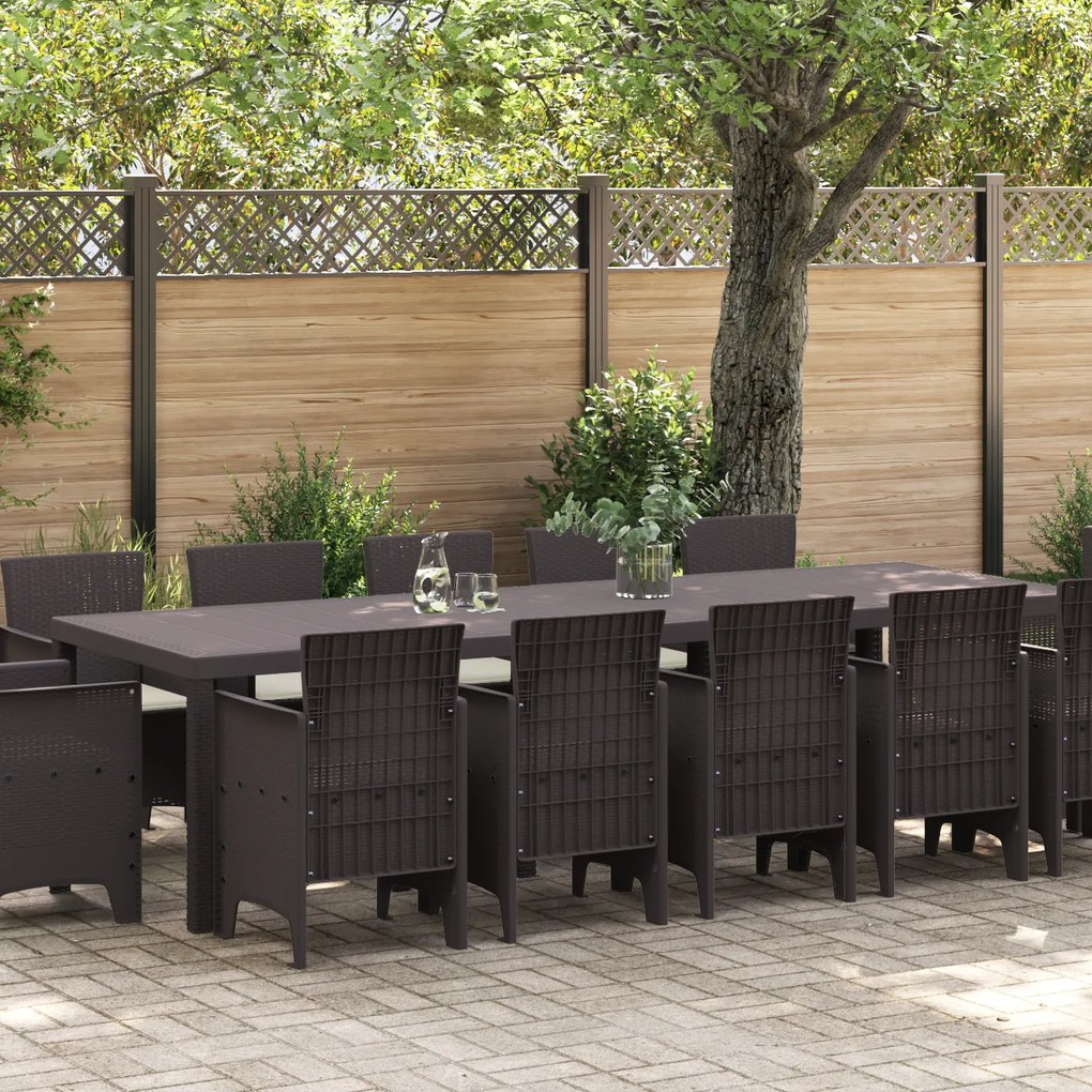 vidaXL Σέτ φαγητού για κήπο 13 pcs Καφέ 300 x 100 x 73 εκ Ρατάν