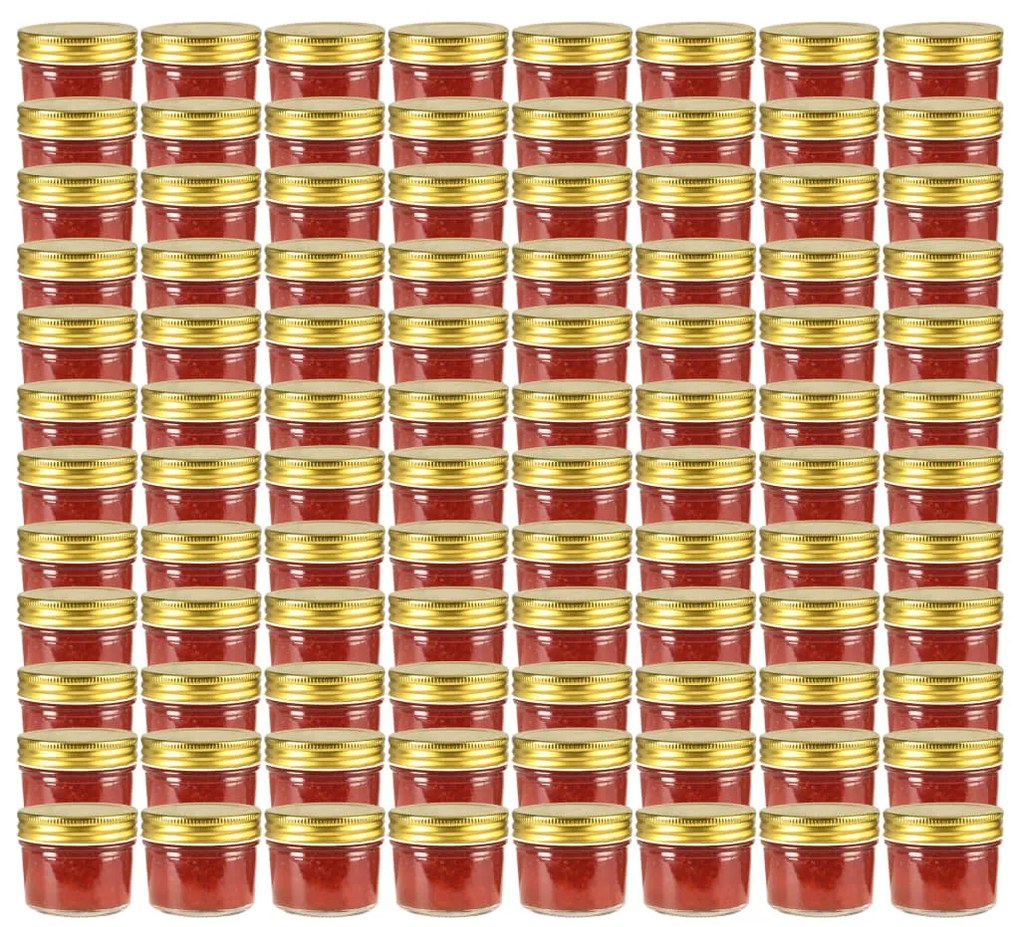 vidaXL Βάζα Μαρμελάδας 96 τεμ. 110 ml Γυάλινα με Χρυσά Καπάκια