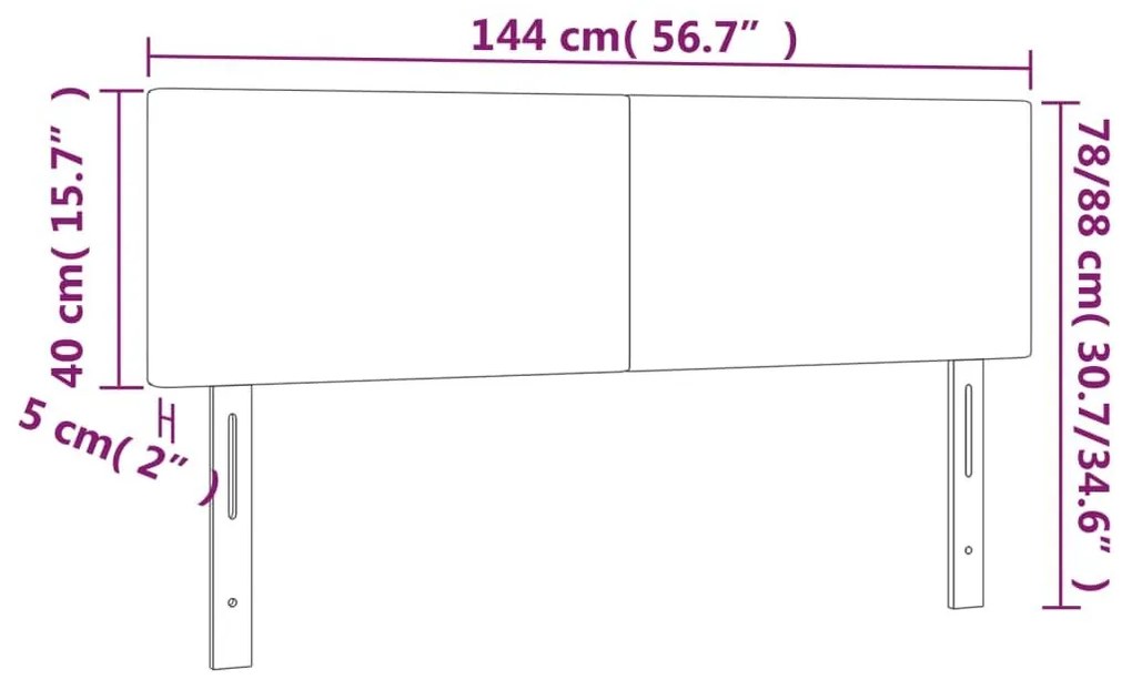 Κεφαλάρια Κρεβατιού 2 τεμ. Μαύρα 72x5x78/88 εκ. Συνθετικό Δέρμα - Μαύρο