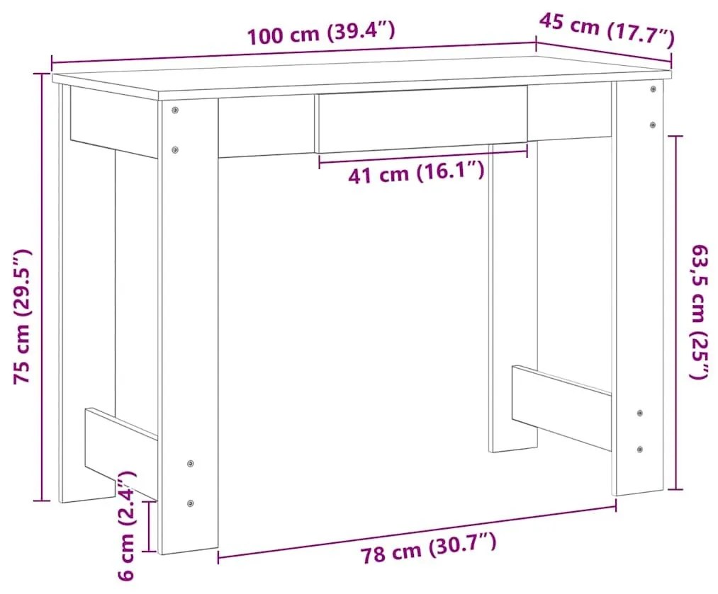 Γραφείο Καφέ Δρυς 100x45x75 εκ. από Επεξεργασμένο Ξύλο - Καφέ