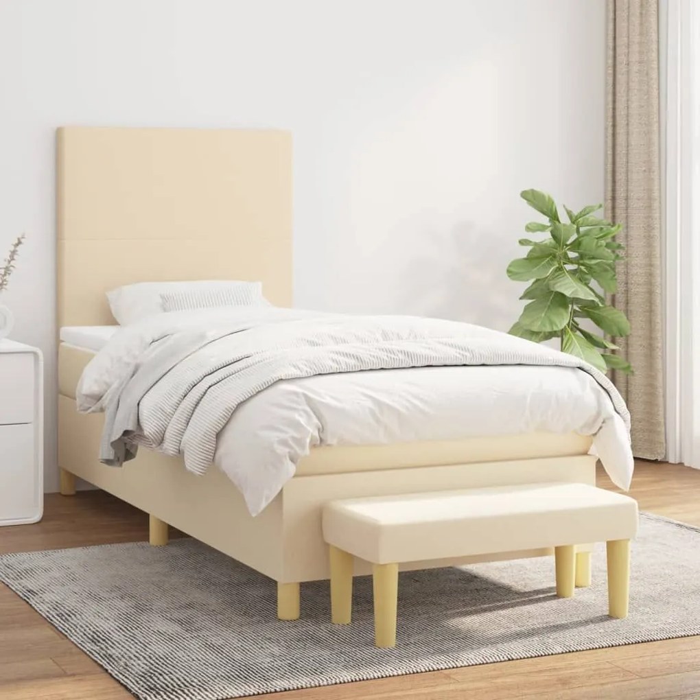 ΚΡΕΒΑΤΙ BOXSPRING ΜΕ ΣΤΡΩΜΑ ΚΡΕΜ 90X200 ΕΚ.ΥΦΑΣΜΑΤΙΝΟ 3136970