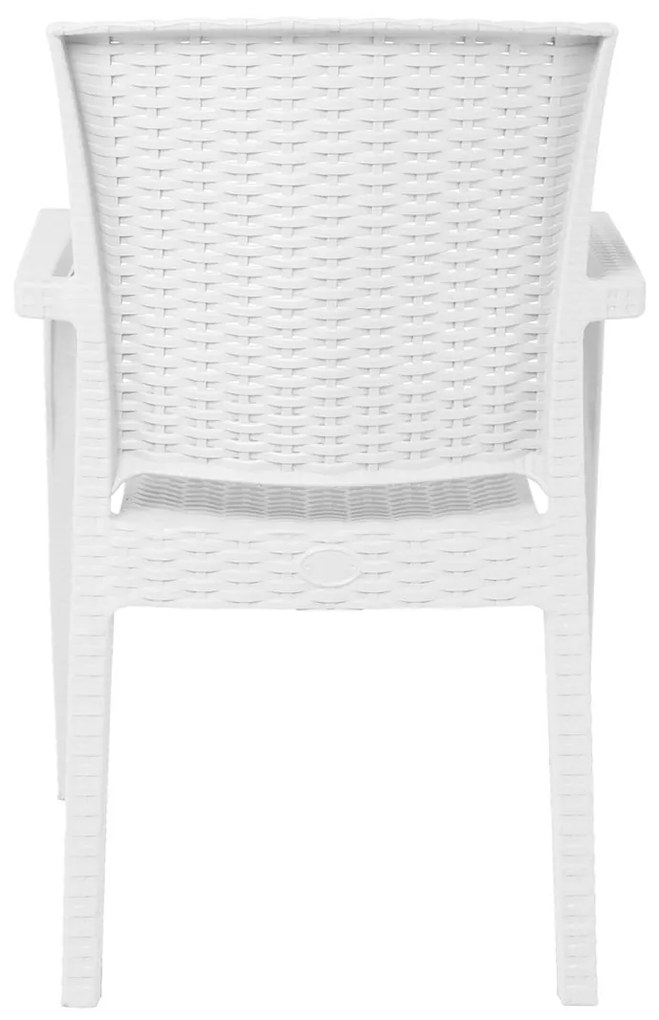 LORA-Pro Πολυθρόνα Στοιβαζόμενη, PP (Rattan Look) Απόχρωση Άσπρο 58x61x87cm