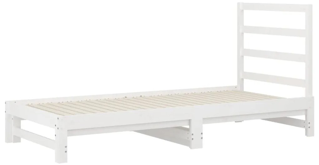 vidaXL Καναπές Κρεβάτι Συρόμενος Λευκός 2x(90x200) εκ. Μασίφ Πεύκο