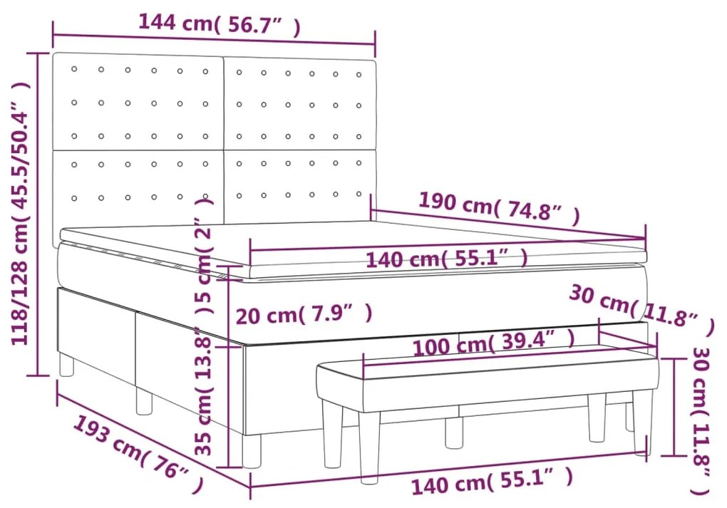 ΚΡΕΒΑΤΙ BOXSPRING ΜΕ ΣΤΡΩΜΑ ΜΑΥΡΟ 140X190 ΕΚ. ΒΕΛΟΥΔΙΝΟ 3138081