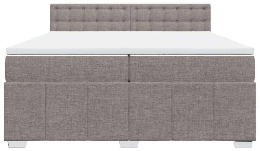 Κρεβάτι Boxspring με Στρώμα Taupe 200x200 εκ. Υφασμάτινο - Μπεζ-Γκρι