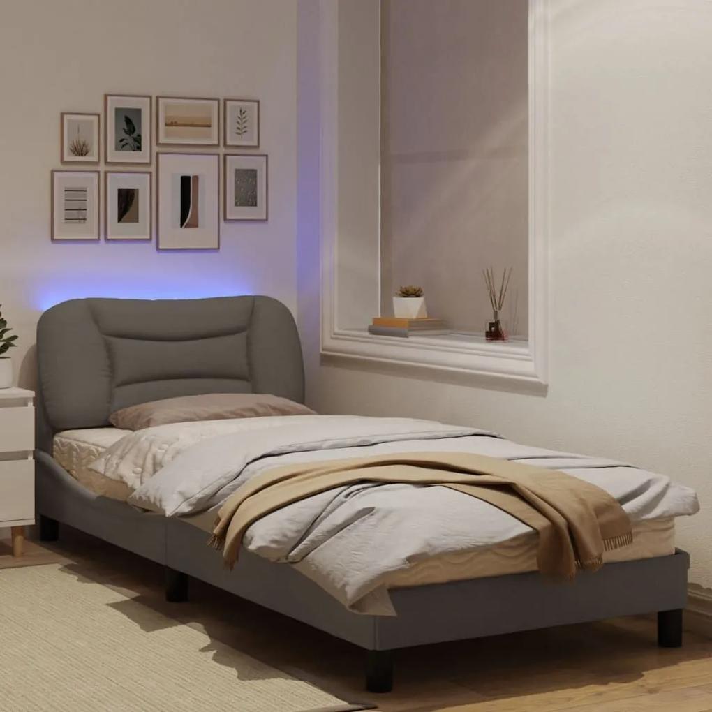 Πλαίσιο Κρεβατιού με LED Taupe 90x200 εκ. Υφασμάτινο - Μπεζ-Γκρι