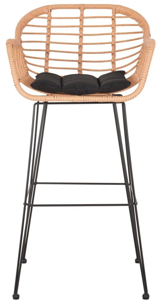 ΣΚΑΜΠΟ ΜΠΑΡ ΨΗΛΟ ALLEGRA  ΜΠΕΖ P.E. RATTAN-ΜΑΥΡΟ ΜΕΤΑΛΛΟ 54x55x108Υεκ. 54x55x108 εκ.