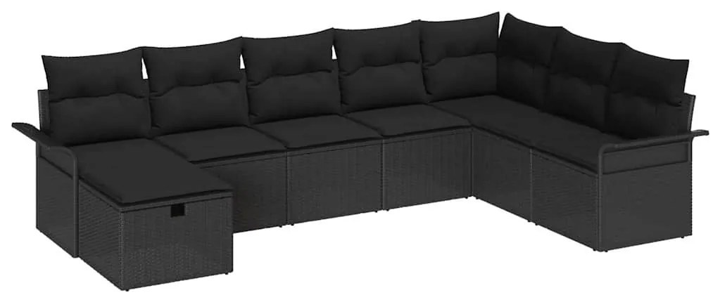 vidaXL Σετ Καναπέ Κήπου 8 pcs Μαύρο 297.5 x 187.5 x 85 εκ Πολυ ράταν