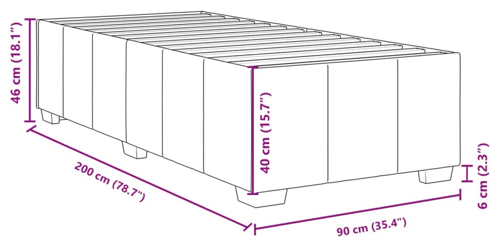 Κρεβάτι Boxspring με Στρώμα Μπλε 90x200 εκ.Υφασμάτινο - Μπλε