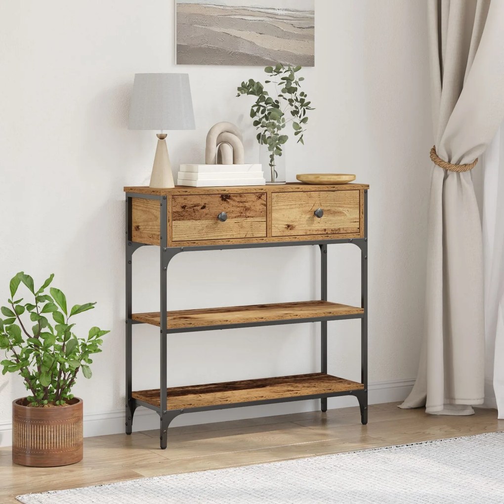 vidaXL Κονσόλα Ξύλινη 72,5x25x75 εκ. Κατασκευασμένο από Ξύλο &amp; Ατσάλι