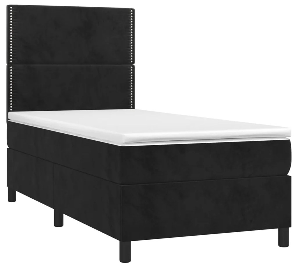 ΚΡΕΒΑΤΙ BOXSPRING ΜΕ ΣΤΡΩΜΑ &amp; LED ΜΑΥΡΟ 80X200 ΕΚ. ΒΕΛΟΥΔΙΝΟ 3136031