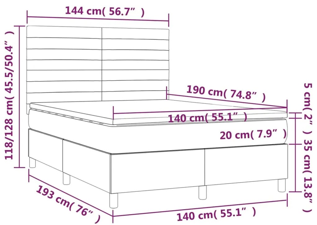 ΚΡΕΒΑΤΙ BOXSPRING ΜΕ ΣΤΡΩΜΑ ΜΑΥΡΟ 140X190 ΕΚ. ΥΦΑΣΜΑΤΙΝΟ 3142411