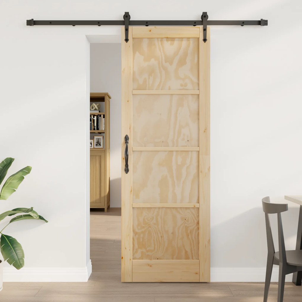 vidaXL Συρόμενη Πόρτα  με Σετ Εξαρτημάτων 73.5x211 εκ. Μασίφ Ξύλο Πεύκου