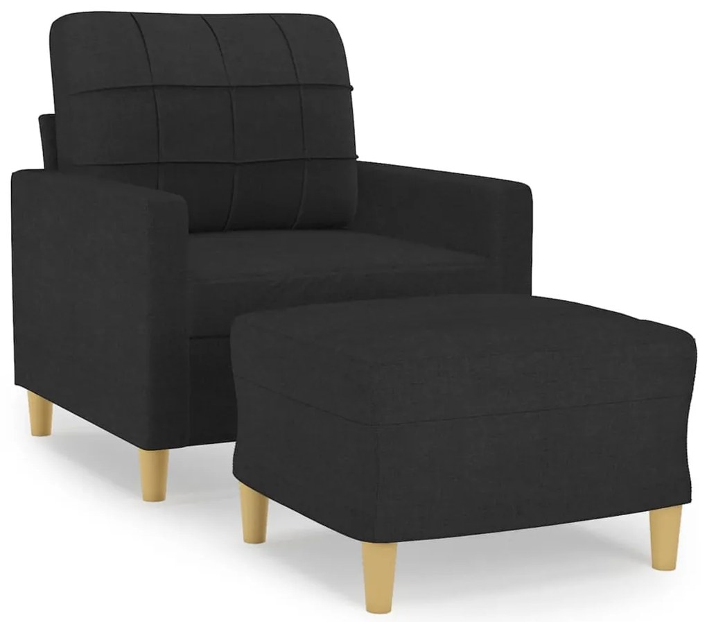 vidaXL Πολυθρόνα Μαύρη 60 εκ. Υφασμάτινη με Υποπόδιο