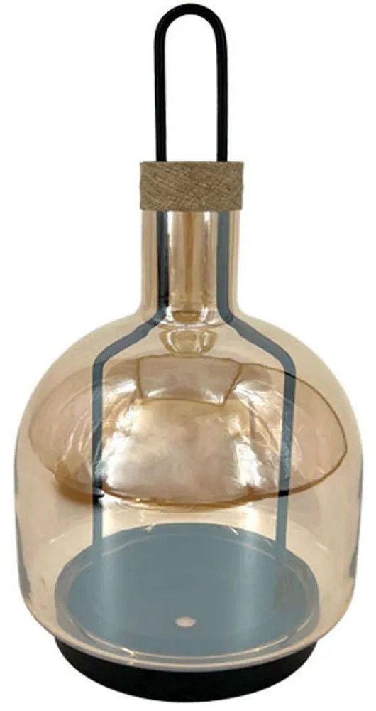 Κηροπήγιο Μπουκάλι 15-00-23979 Φ15x29cm Black-Honey Marhome Metal, Glass