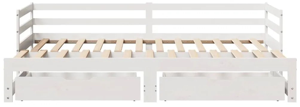 vidaXL Καναπές Κρεβάτι+Συρτάρια Χωρ. Στρώμα Λευκός 90x200εκ Μασίφ Ξύλο