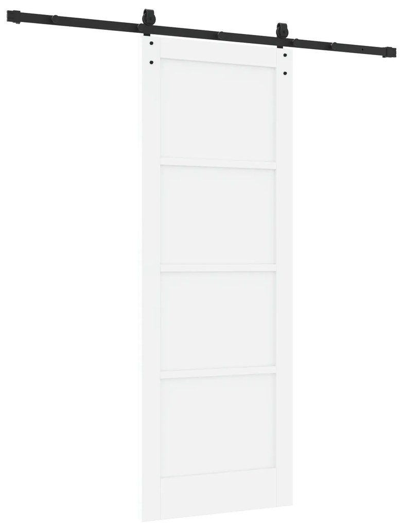 vidaXL Συρόμενη Πόρτα με Σετ Εξαρτημάτων Λευκή 78x211 εκ. Συμπαγές Ξύλο Πεύκου
