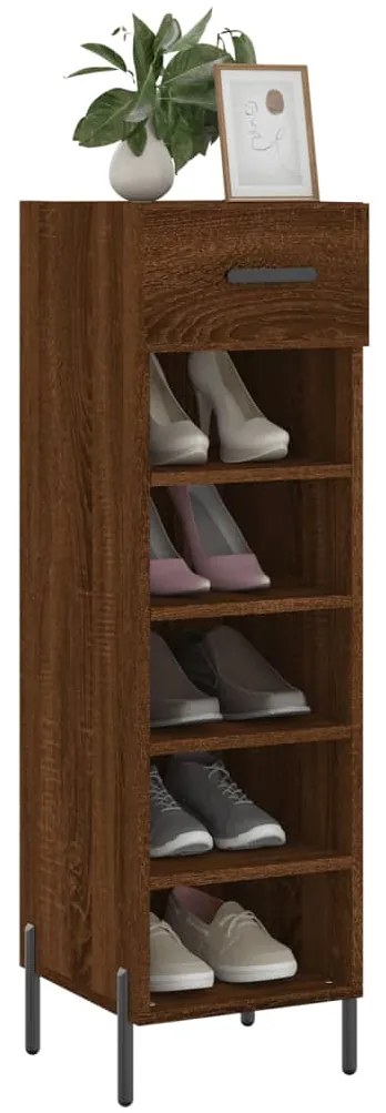 vidaXL Παπουτσοθήκη Καπνιστή Δρυς 30x35x105 εκ. από Επεξεργασμένο Ξύλο