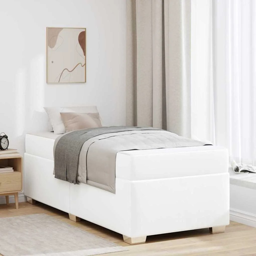 vidaXL Σκελετός Κρεβατιού Λευκό 90 x 190 cm Τεχνητό δέρμα